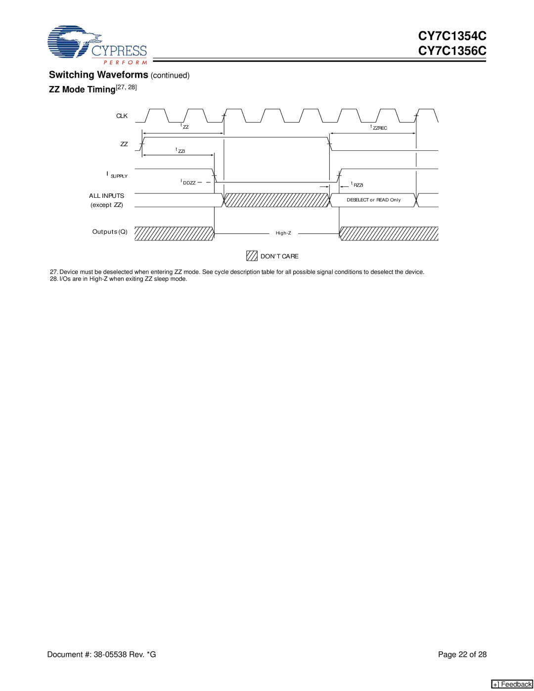 Cypress CY7C1354C, CY7C1356C manual ZZ Mode Timing27, DON’T Care 