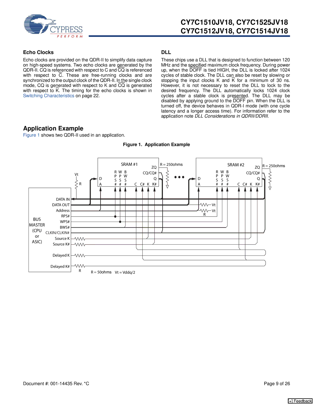 Cypress CY7C1512JV18, CY7C1514JV18, CY7C1510JV18, CY7C1525JV18 manual Application Example, Echo Clocks, Sram #1 