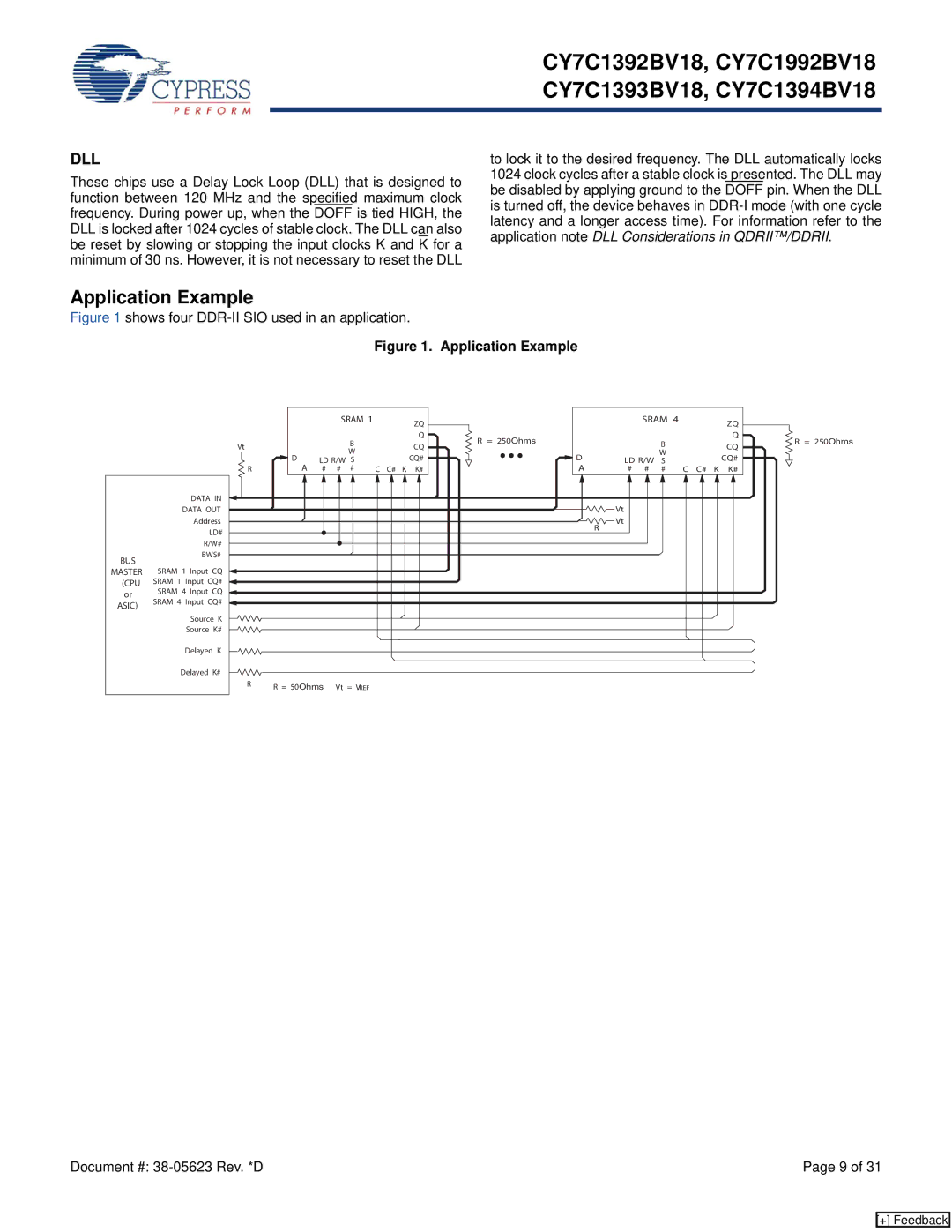 Cypress CY7C1393BV18, CY7C1992BV18, CY7C1394BV18 manual Application Example, Shows four DDR-II SIO used in an application 