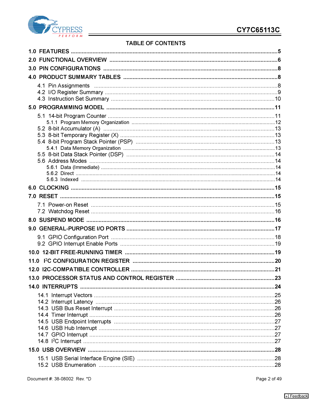 Cypress CY7C65113C manual 