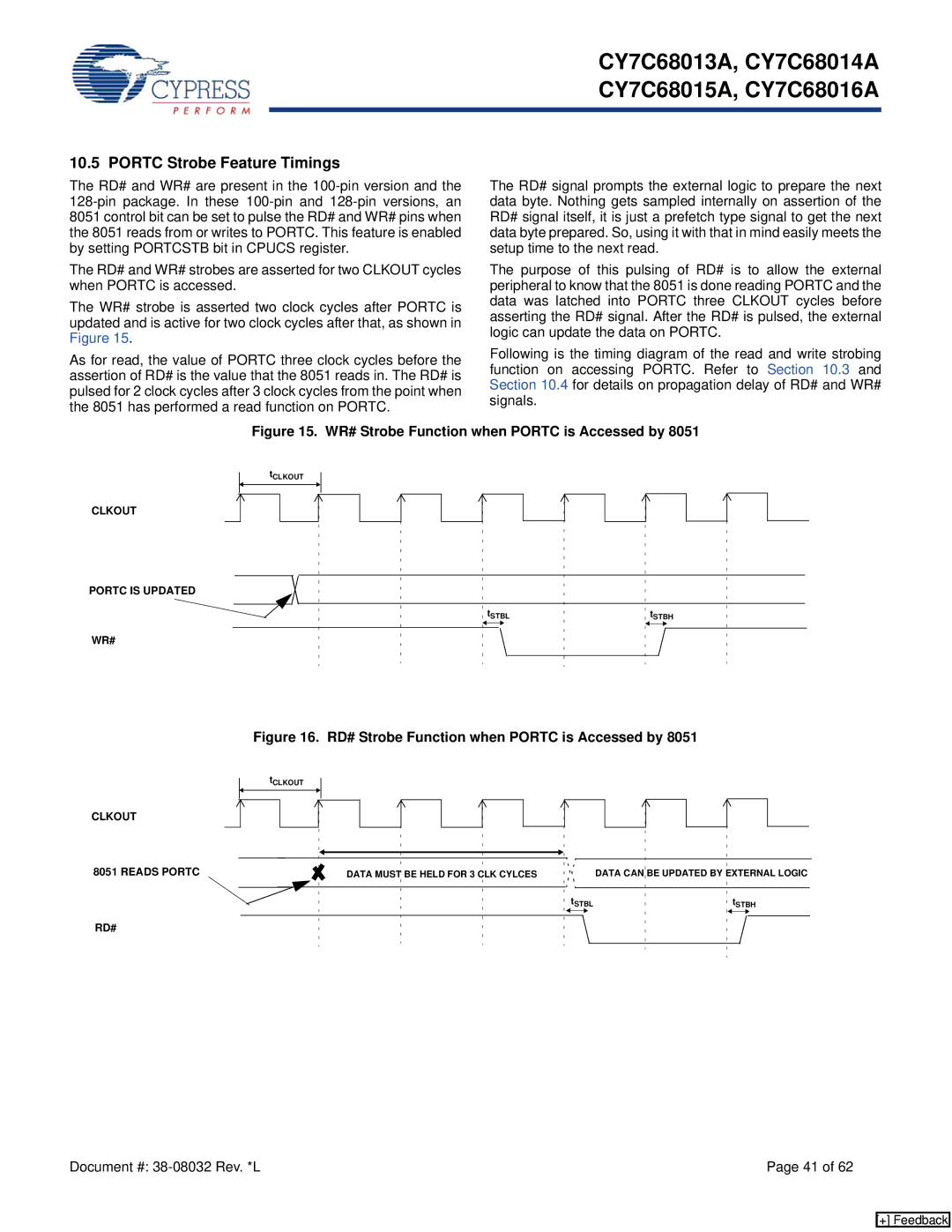 Cypress CY7C68013A manual Portc Strobe Feature Timings, WR# Strobe Function when Portc is Accessed by 