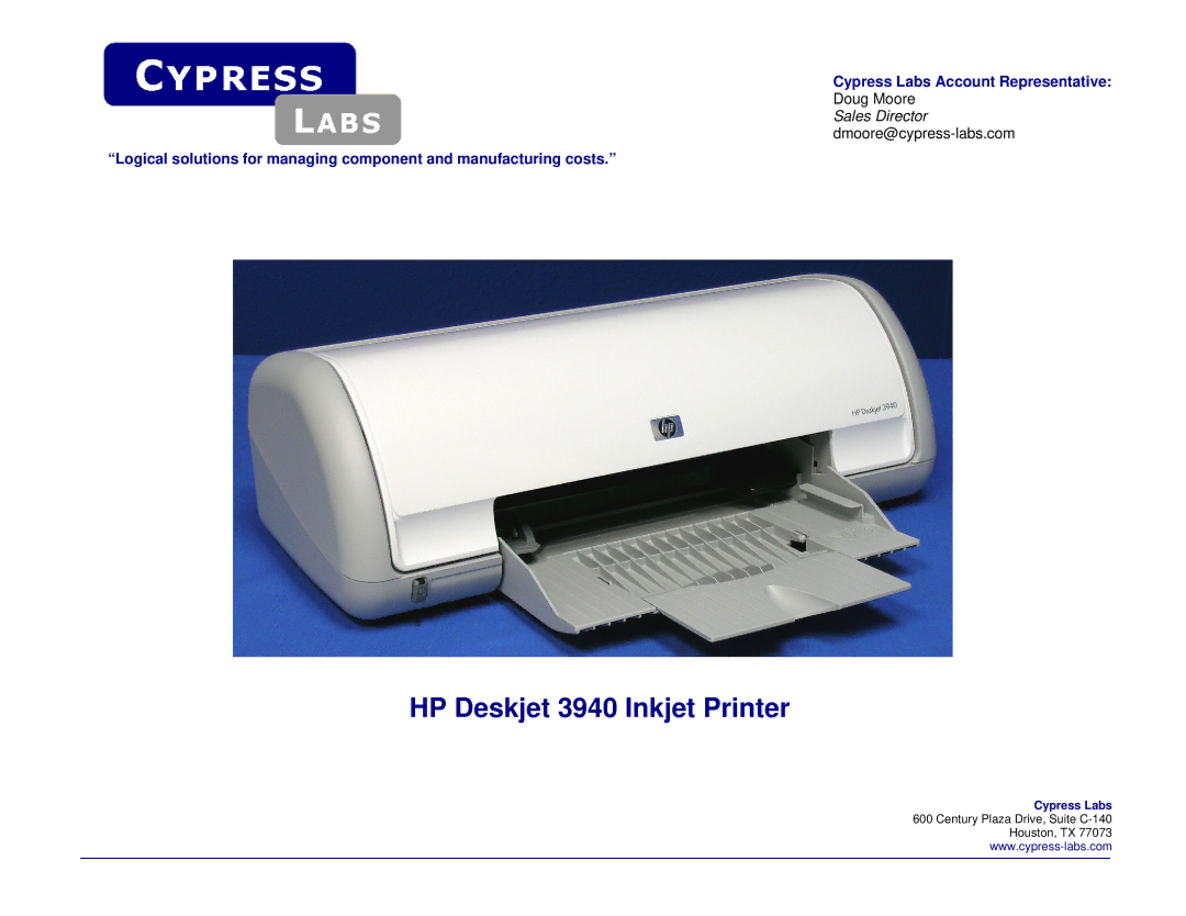 Cypress manual HP Deskjet 3940 Inkjet Printer 