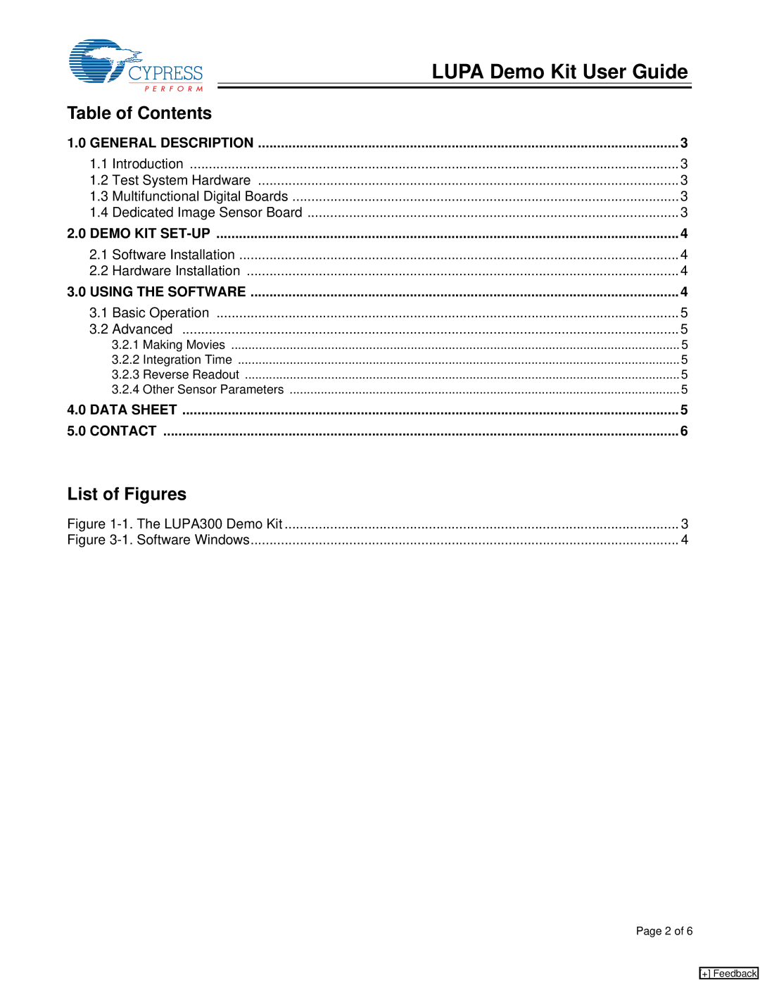 Cypress LUPA manual Lupa Demo Kit User Guide 