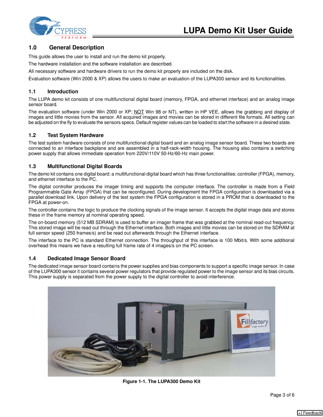 Cypress LUPA manual General Description, Introduction, Test System Hardware, Multifunctional Digital Boards 