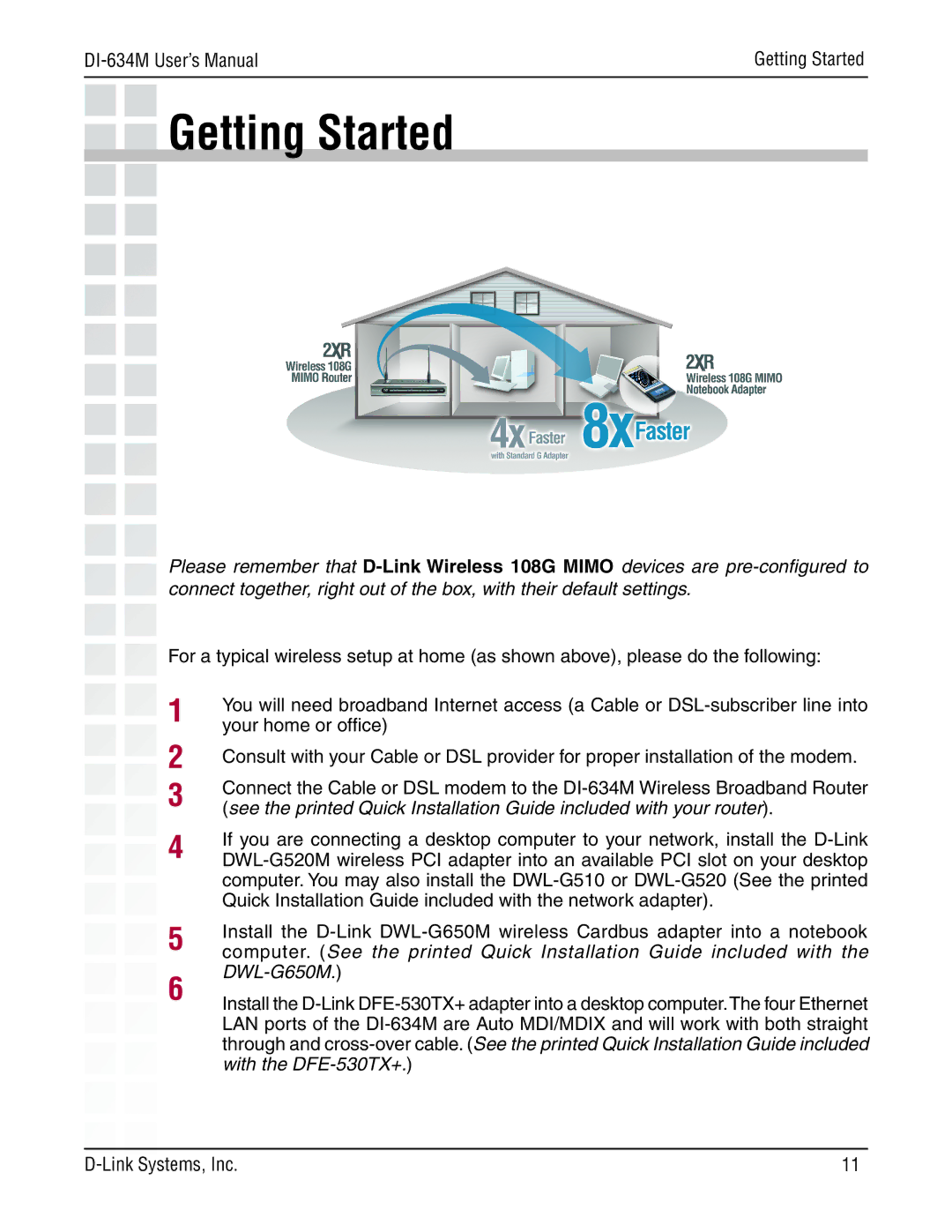 D-Link 108G manual Getting Started, DWL-G650M 