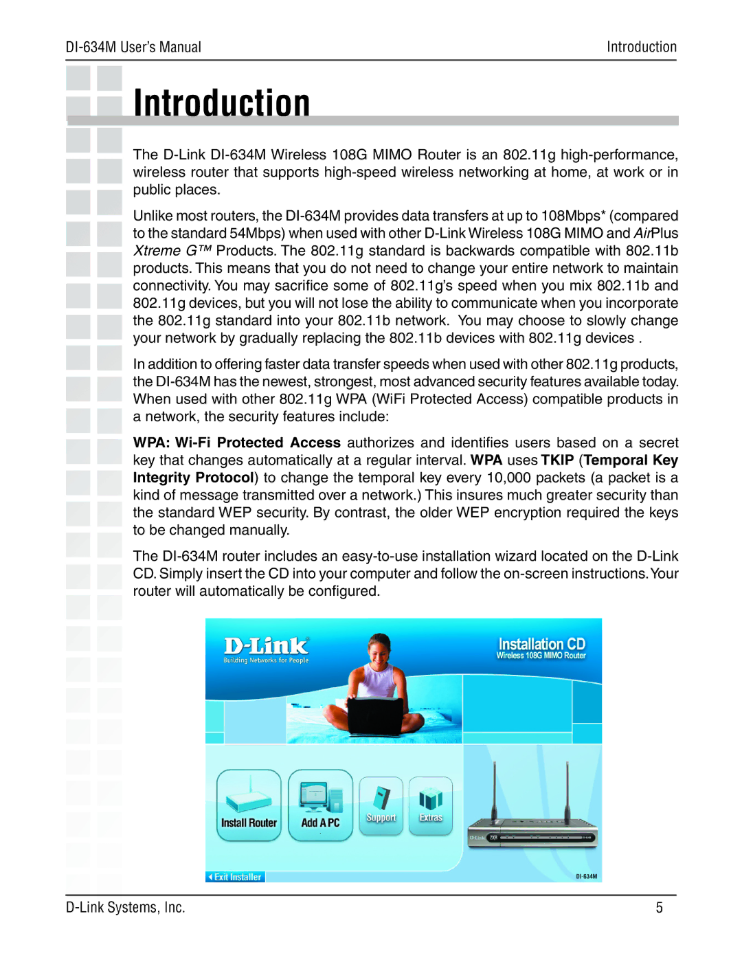 D-Link 108G manual Introduction 