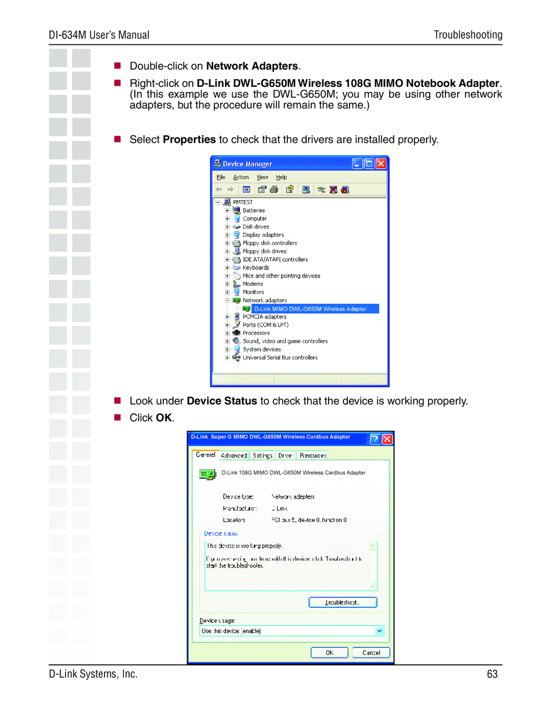 D-Link 108G manual Link Super G Mimo DWL-G650M Wireless Cardbus Adapter 