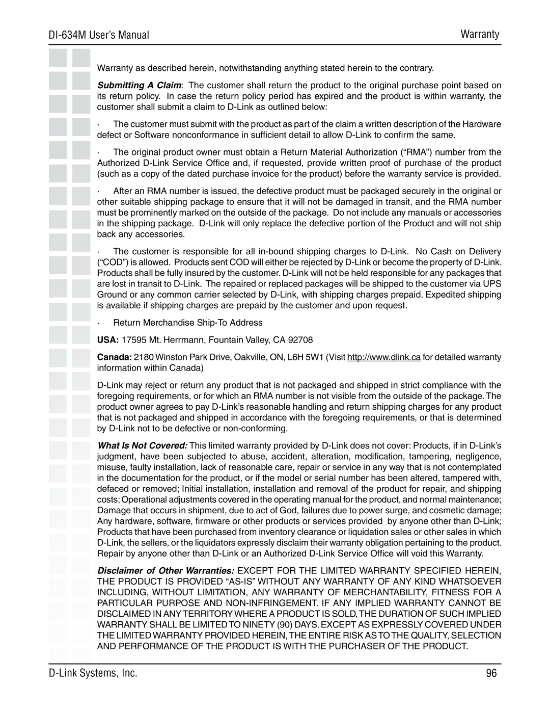 D-Link 108G manual DI-634M User’s Manual 