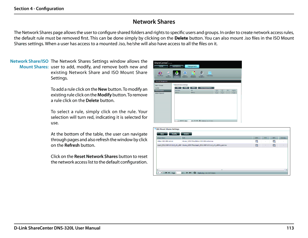 D-Link 2000 user manual Network Shares, 113 