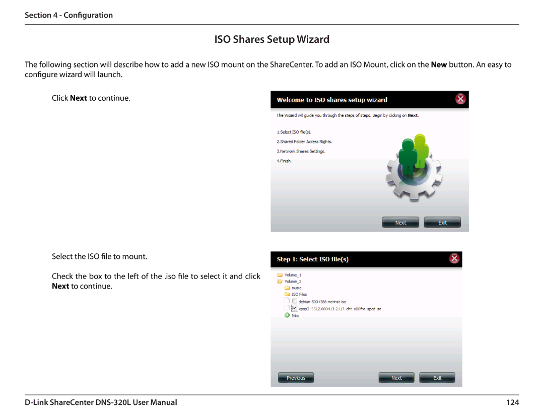 D-Link 2000 user manual ISO Shares Setup Wizard, 124 