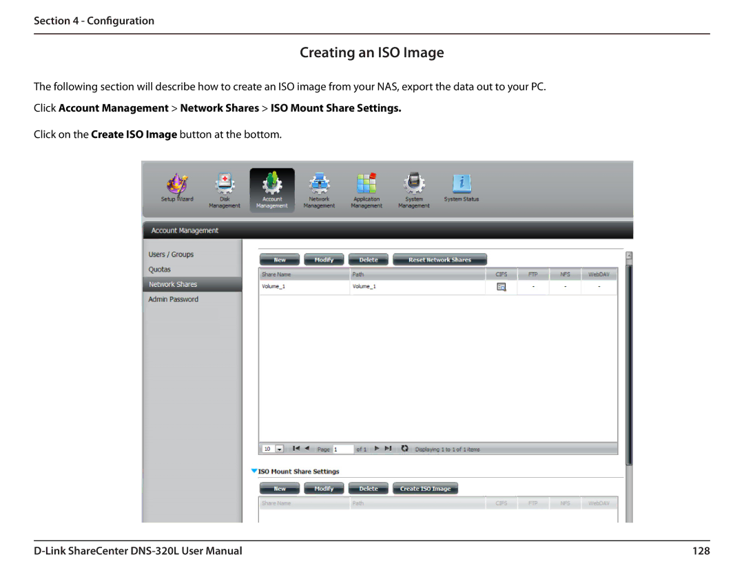 D-Link 2000 user manual Creating an ISO Image, 128 