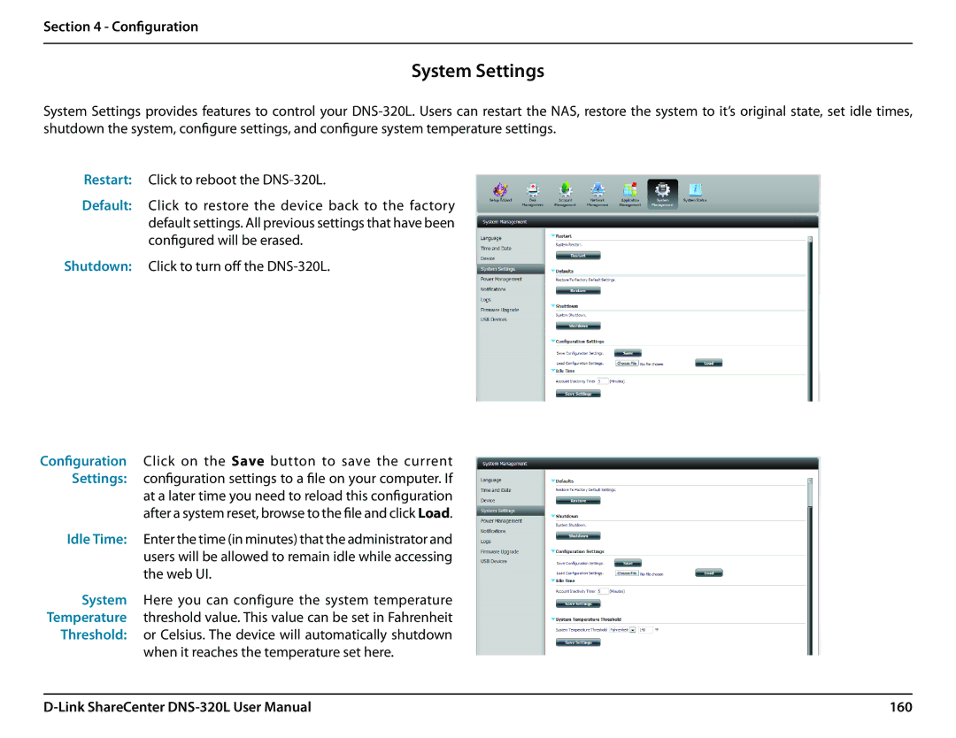 D-Link 2000 user manual System Settings, 160 