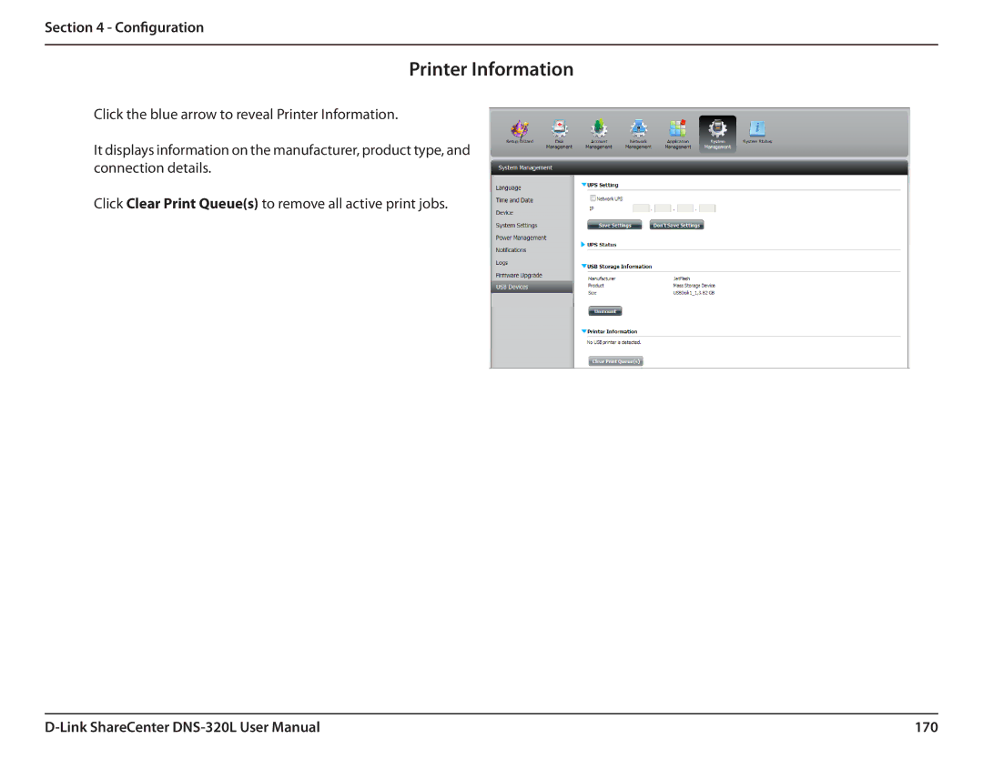 D-Link 2000 user manual Printer Information, 170 