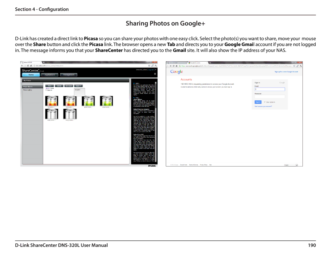 D-Link 2000 user manual Sharing Photos on Google+, 190 