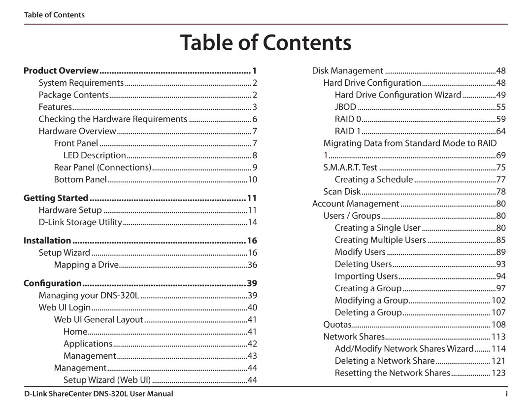 D-Link 2000 user manual Table of Contents 