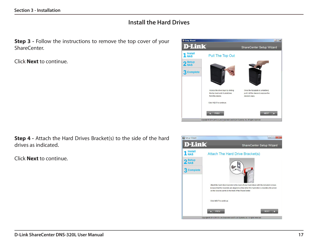 D-Link 2000 user manual Install the Hard Drives 