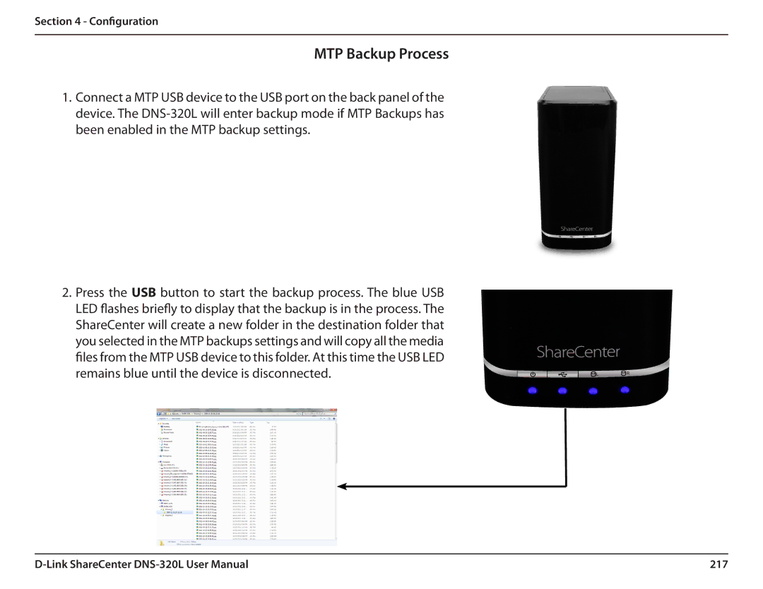 D-Link 2000 user manual MTP Backup Process, 217 