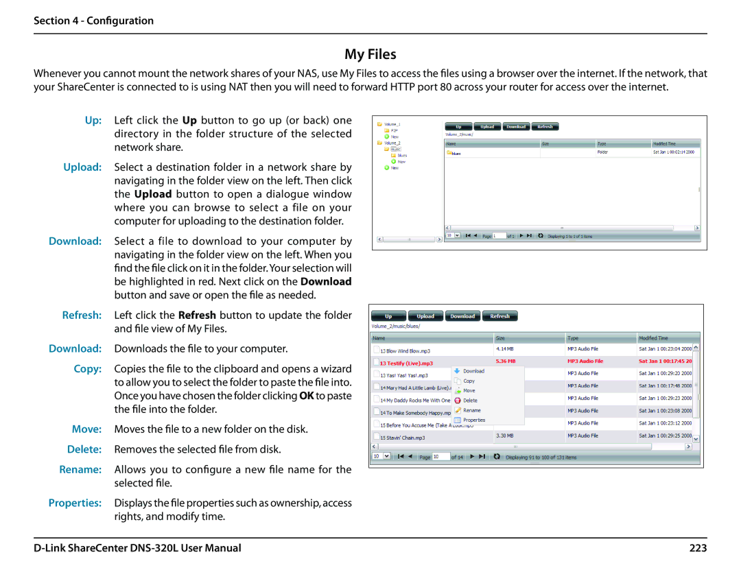 D-Link 2000 user manual My Files, 223 