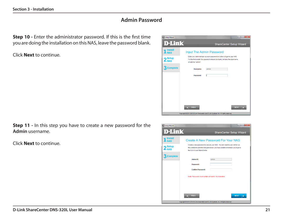 D-Link 2000 user manual Admin Password 