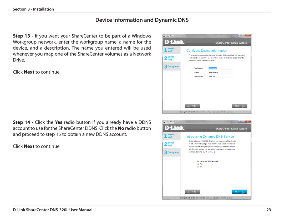 D-Link 2000 user manual Device Information and Dynamic DNS 