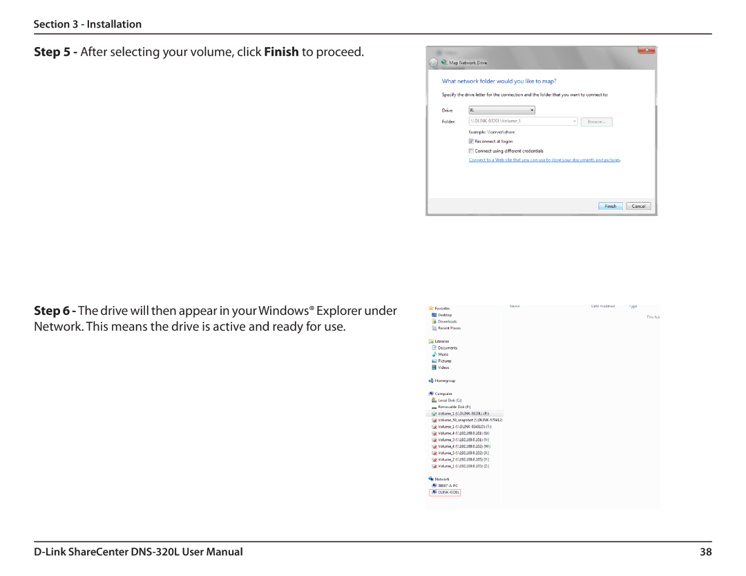 D-Link 2000 user manual After selecting your volume, click Finish to proceed 