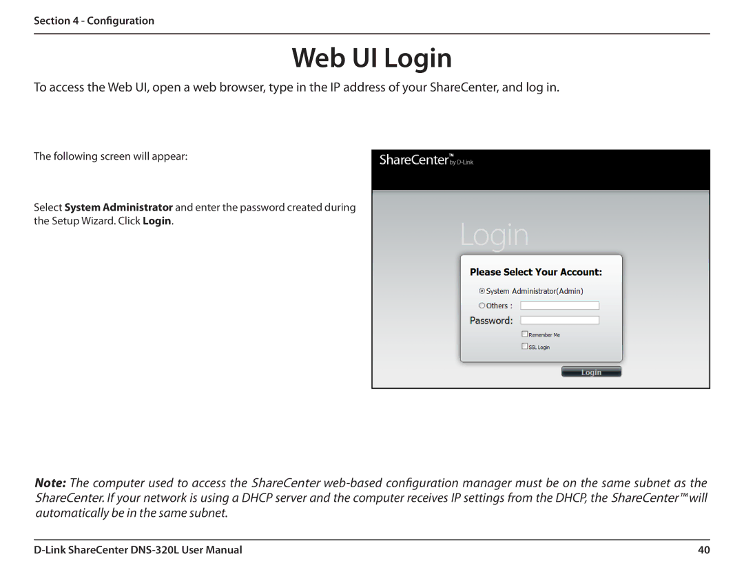 D-Link 2000 user manual Web UI Login 