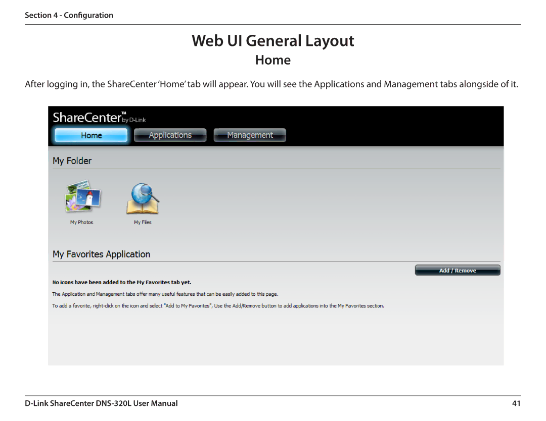 D-Link 2000 user manual Web UI General Layout, Home 