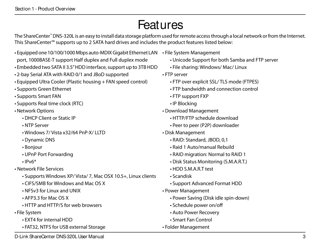 D-Link 2000 user manual Features 