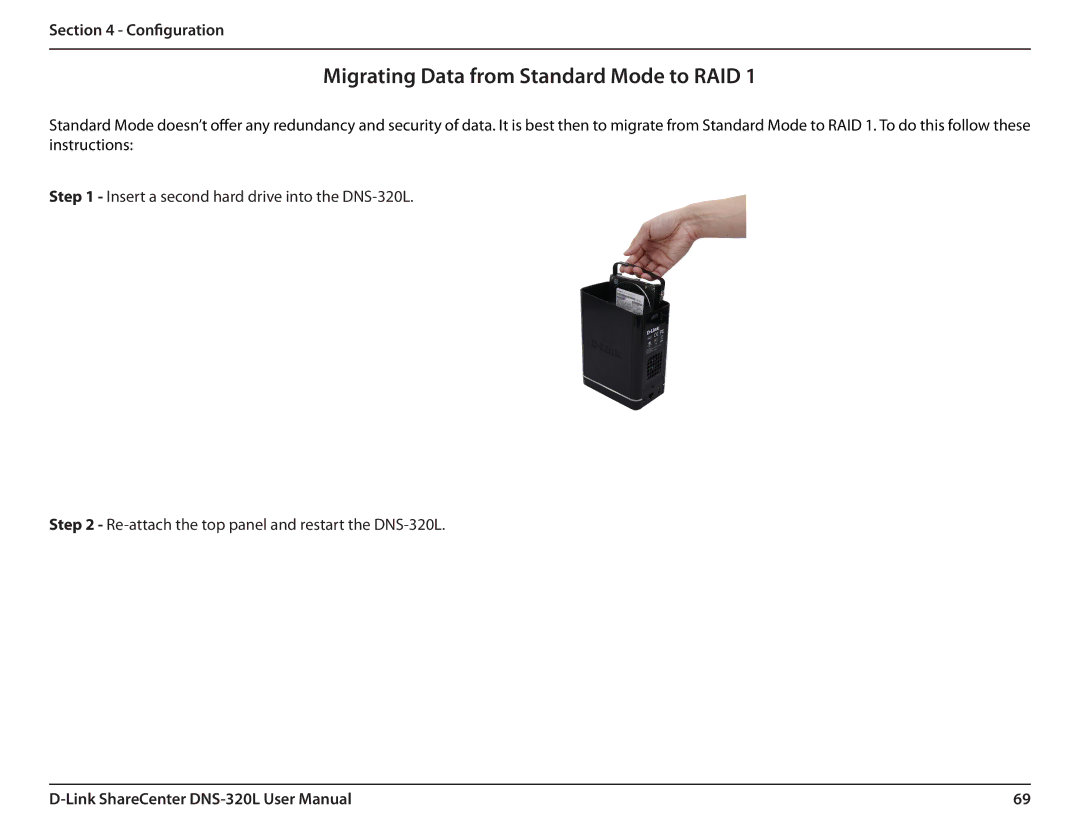 D-Link 2000 user manual Migrating Data from Standard Mode to RAID 