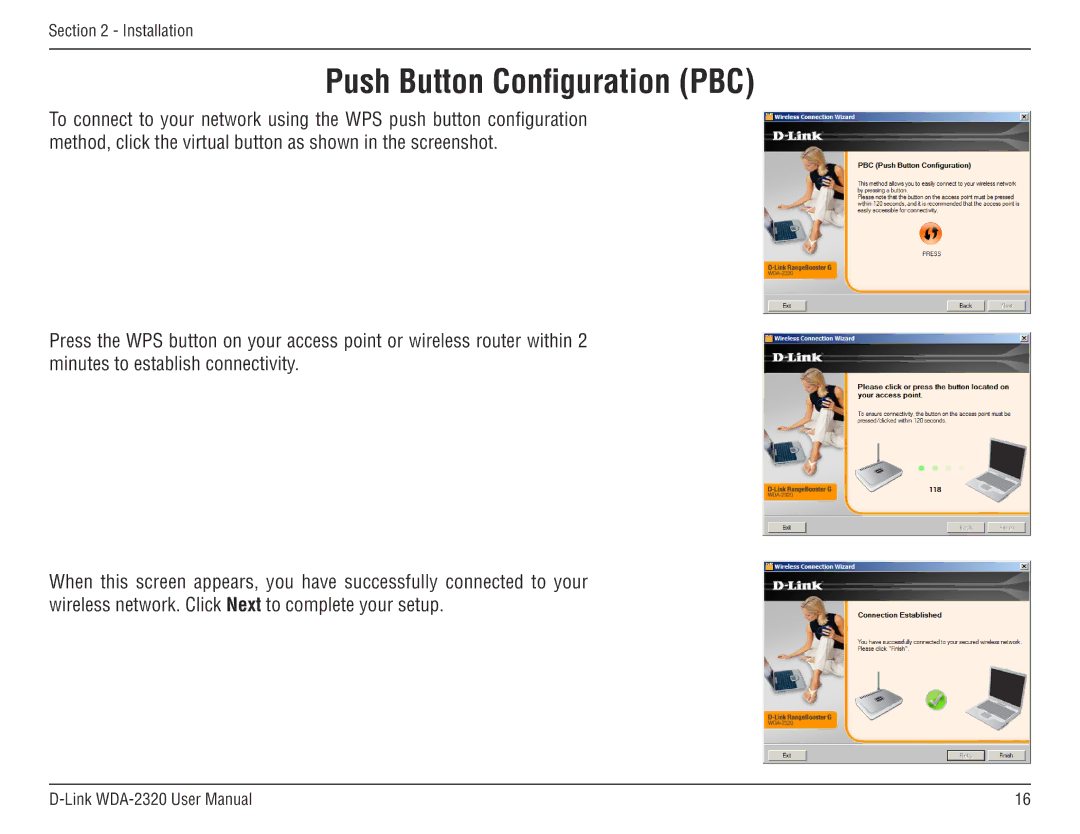 D-Link 2320 manual Push Button Configuration PBC 