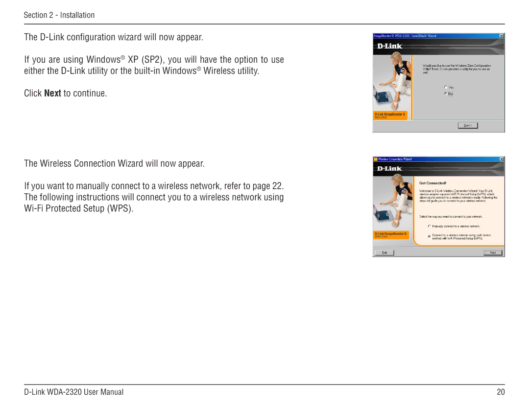 D-Link 2320 manual D-Link configuration wizard will now appear 