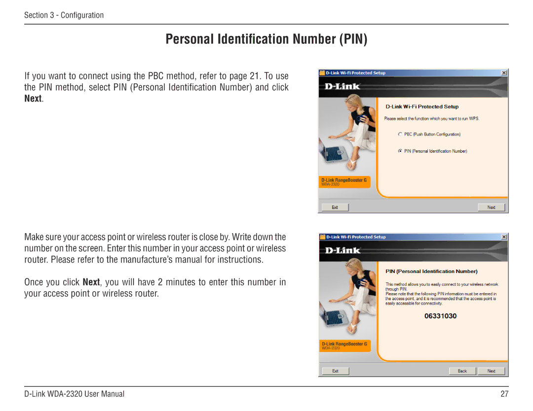 D-Link 2320 manual Personal Identification Number PIN 