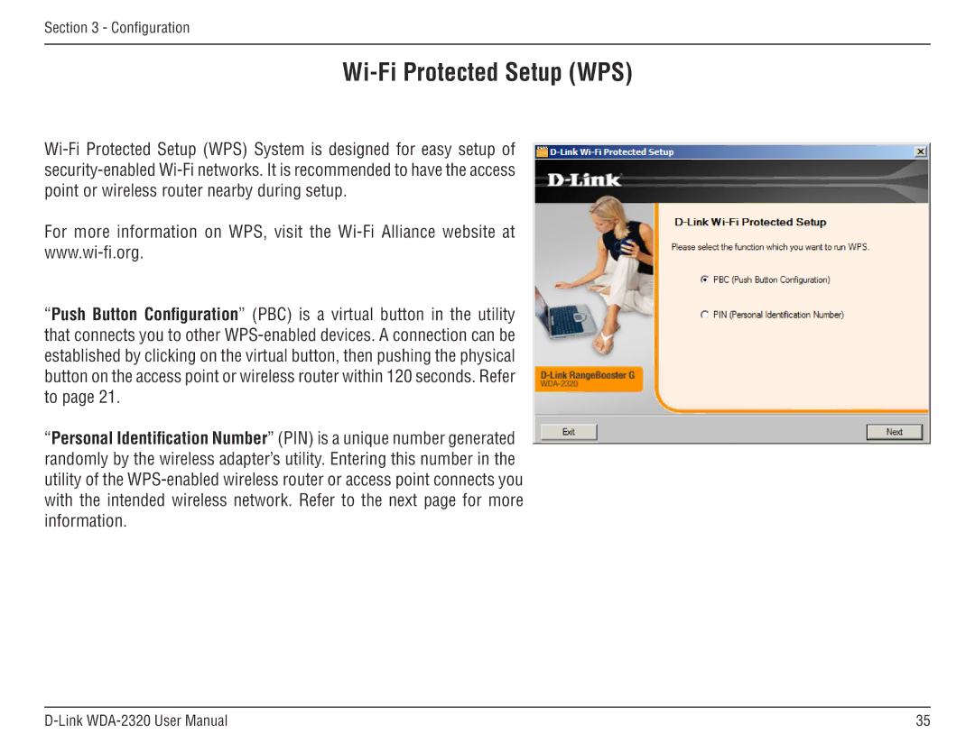 D-Link 2320 manual Wi-Fi Protected Setup WPS 