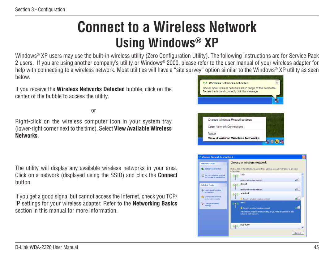 D-Link 2320 manual Using Windows XP 