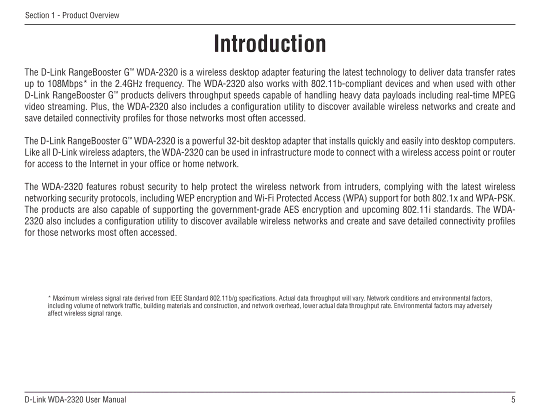 D-Link 2320 manual Introduction 