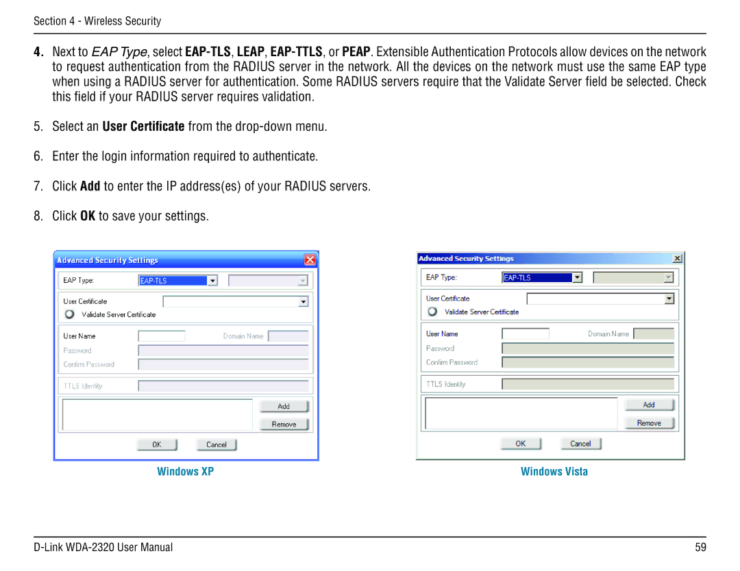 D-Link 2320 manual Windows XP 