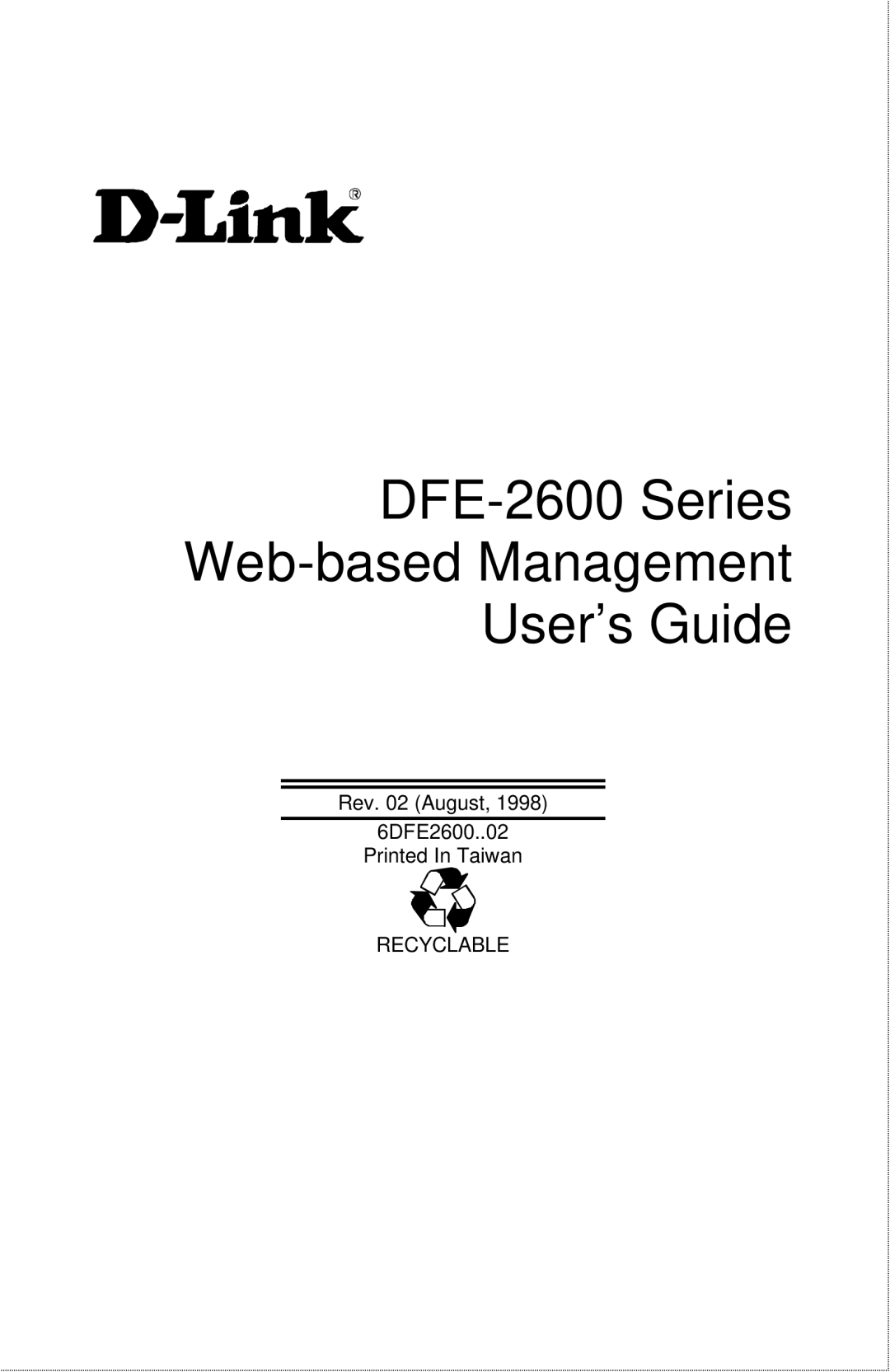 D-Link manual DFE-2600 Series Web-based Management User’s Guide 