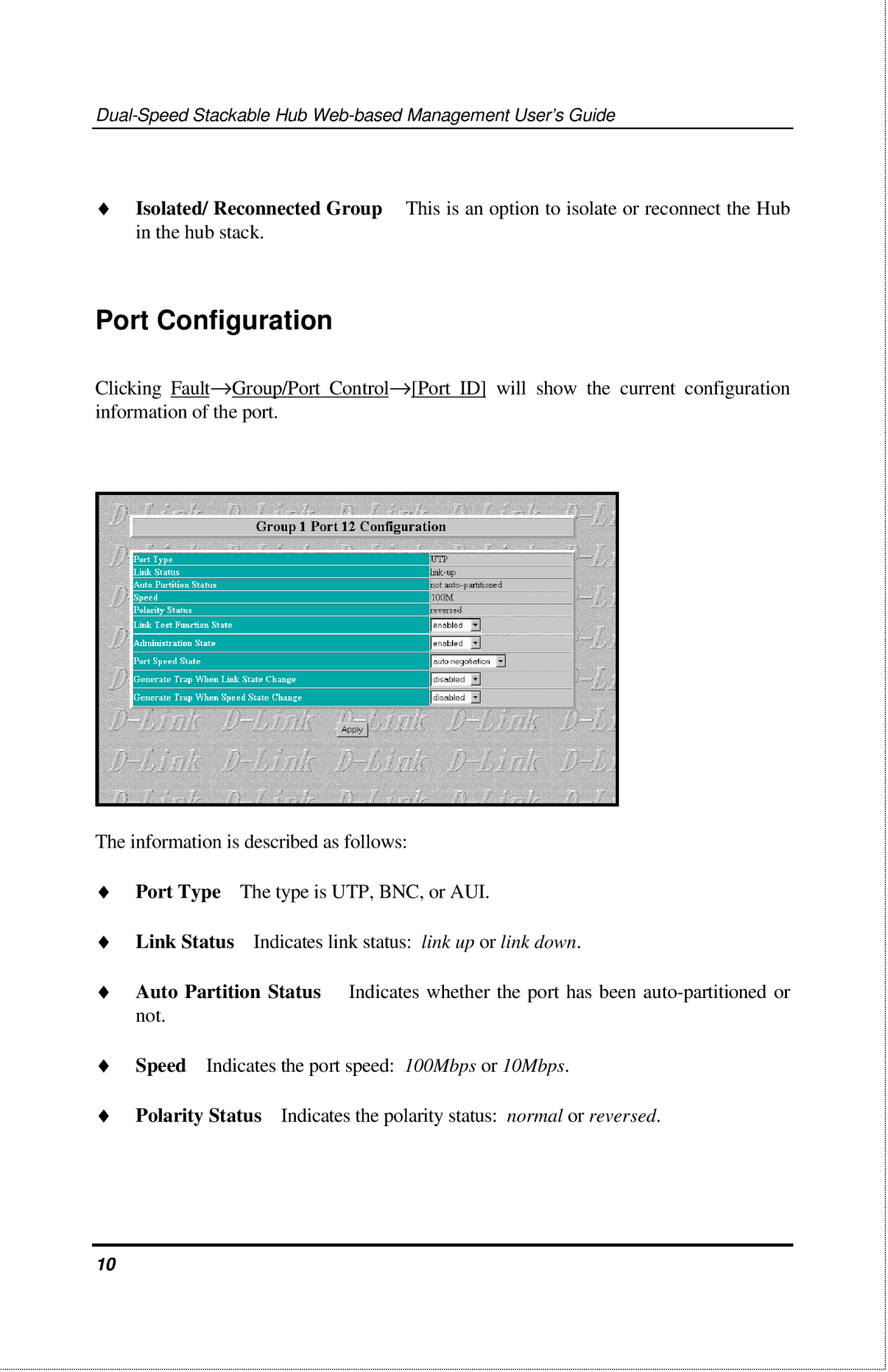 D-Link 2600 manual Port Configuration 