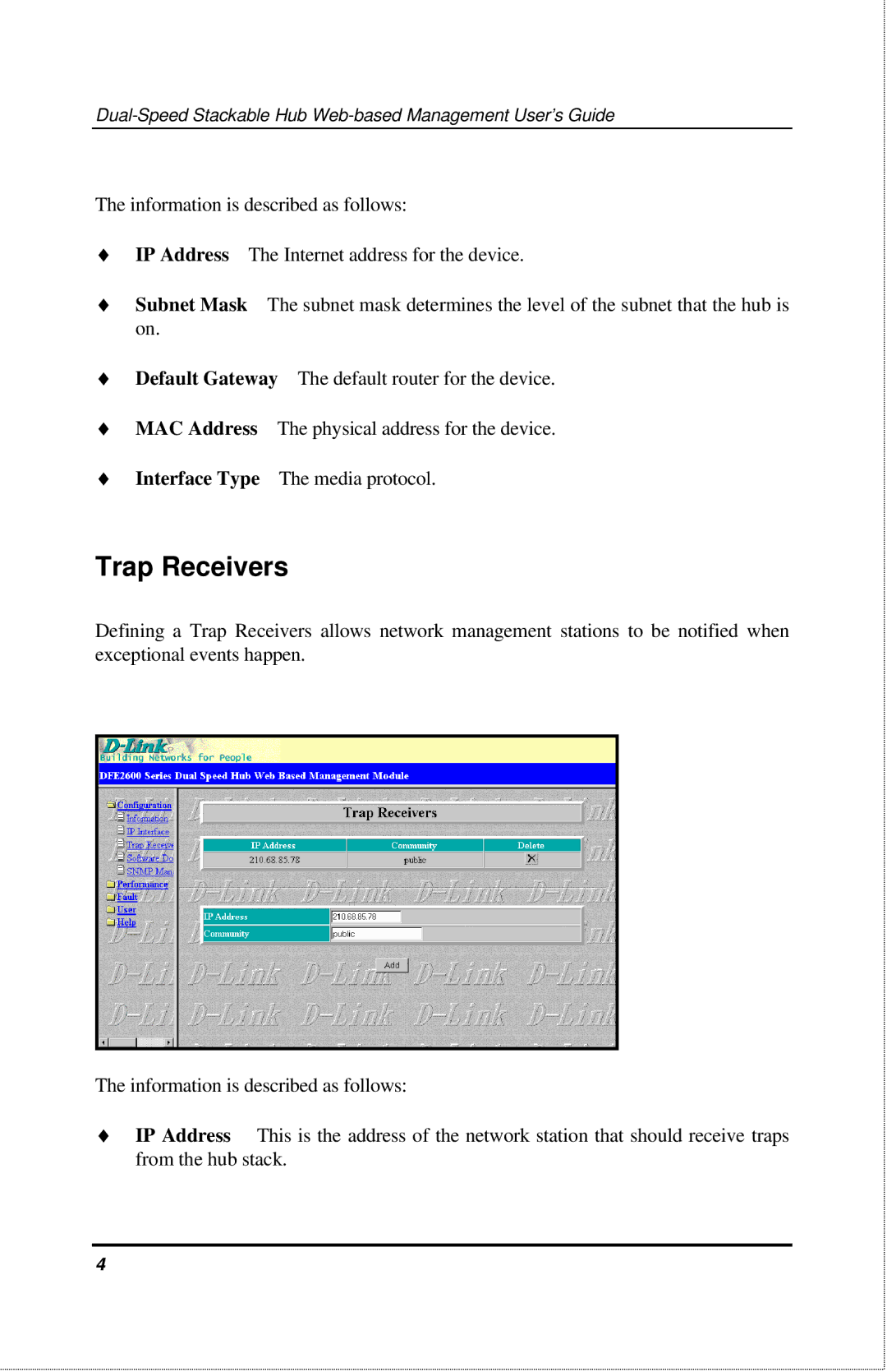 D-Link 2600 manual Trap Receivers 