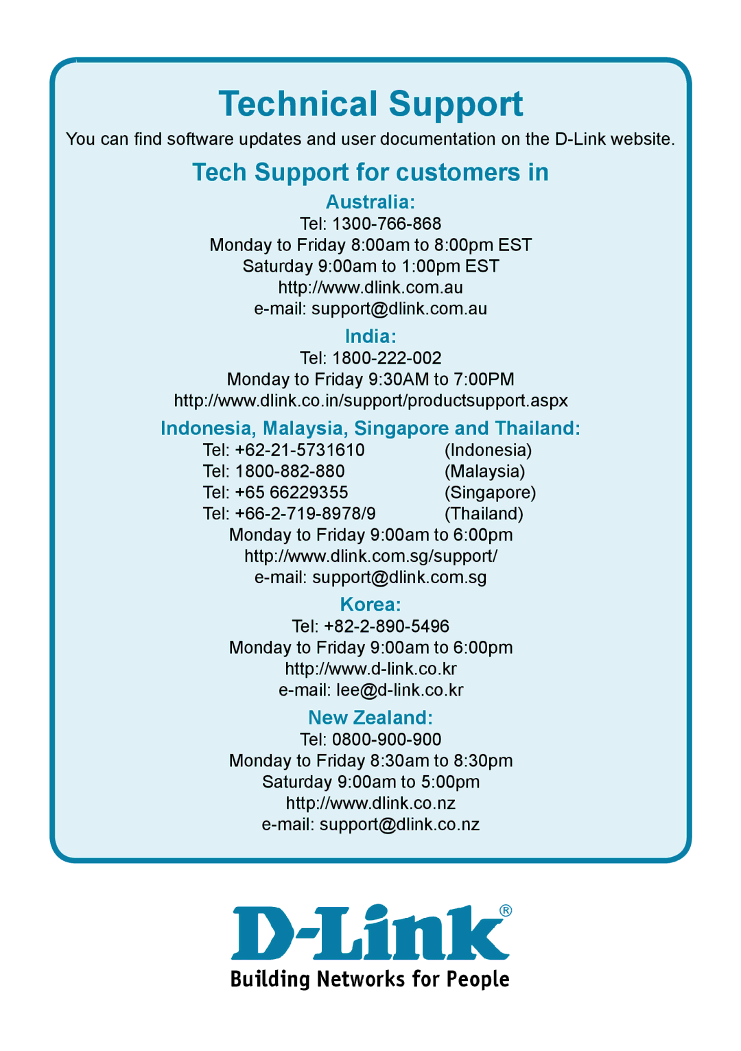 D-Link 301U manual Technical Support 