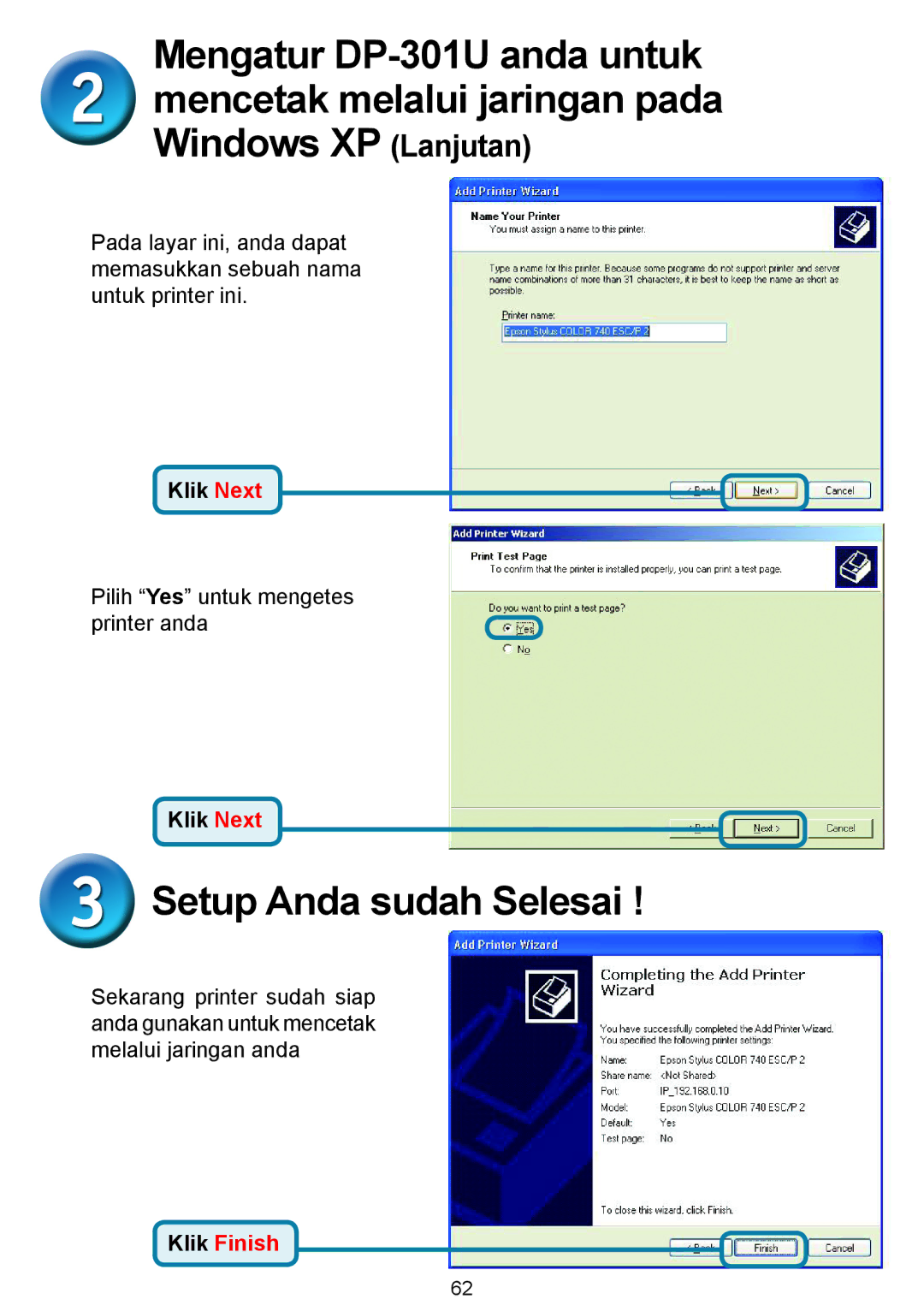 D-Link 301U manual Setup Anda sudah Selesai 