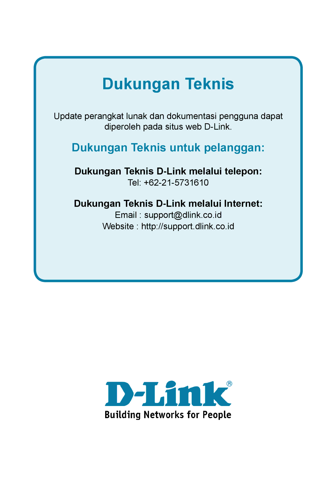 D-Link 301U manual Dukungan Teknis 