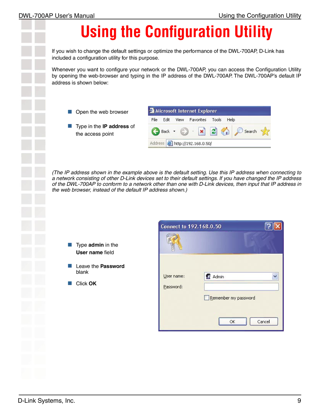 D-Link 700AP manual Using the Conﬁguration Utility 