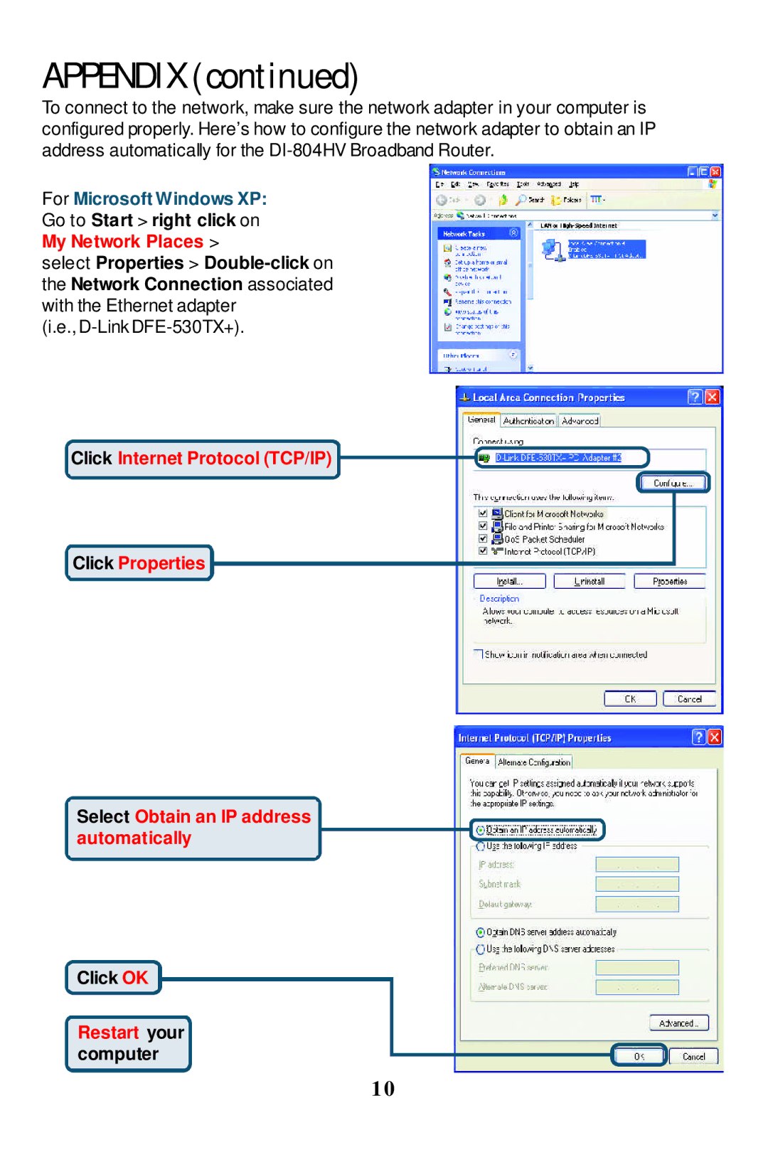 D-Link 804HV manual Appendix, My Network Places 