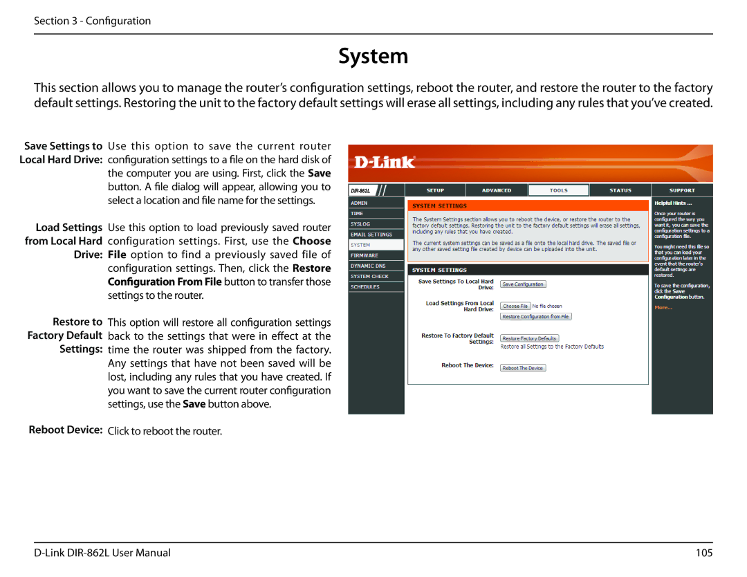 D-Link AC1600 user manual System 