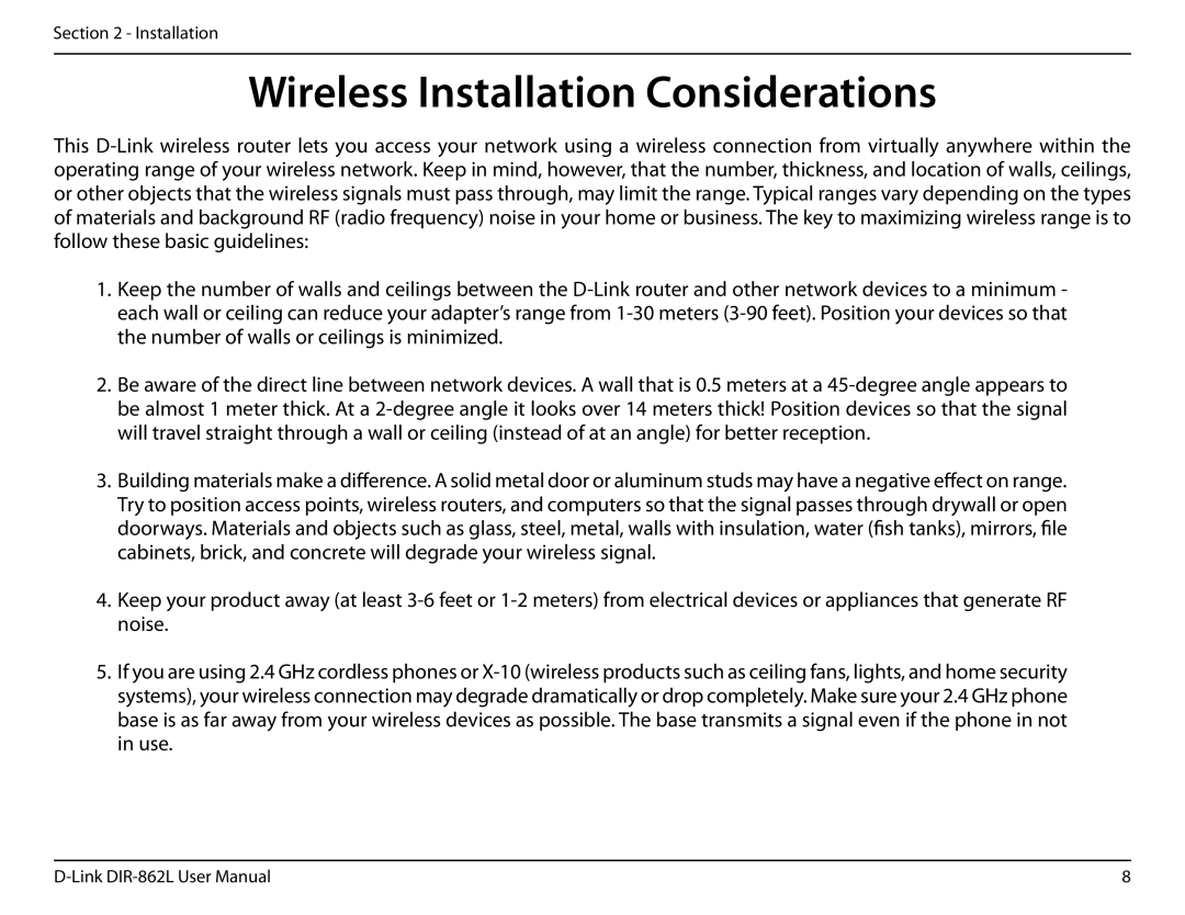 D-Link AC1600 user manual Wireless Installation Considerations 