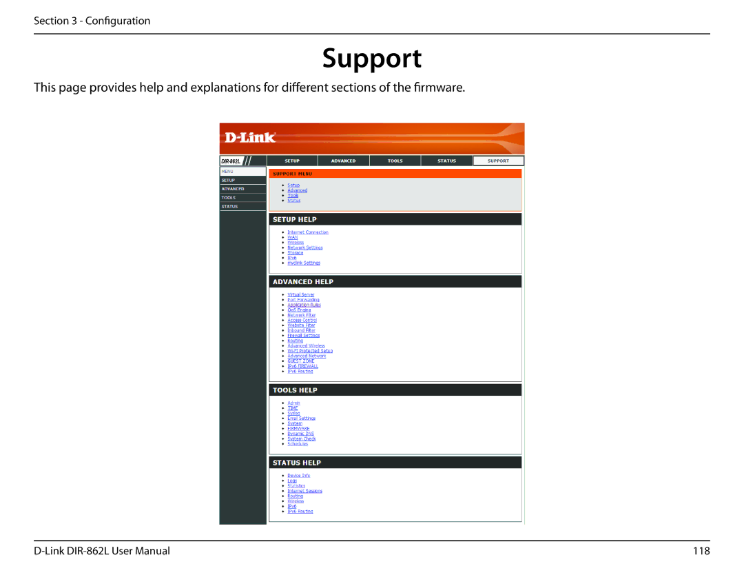 D-Link AC1600 user manual Support 