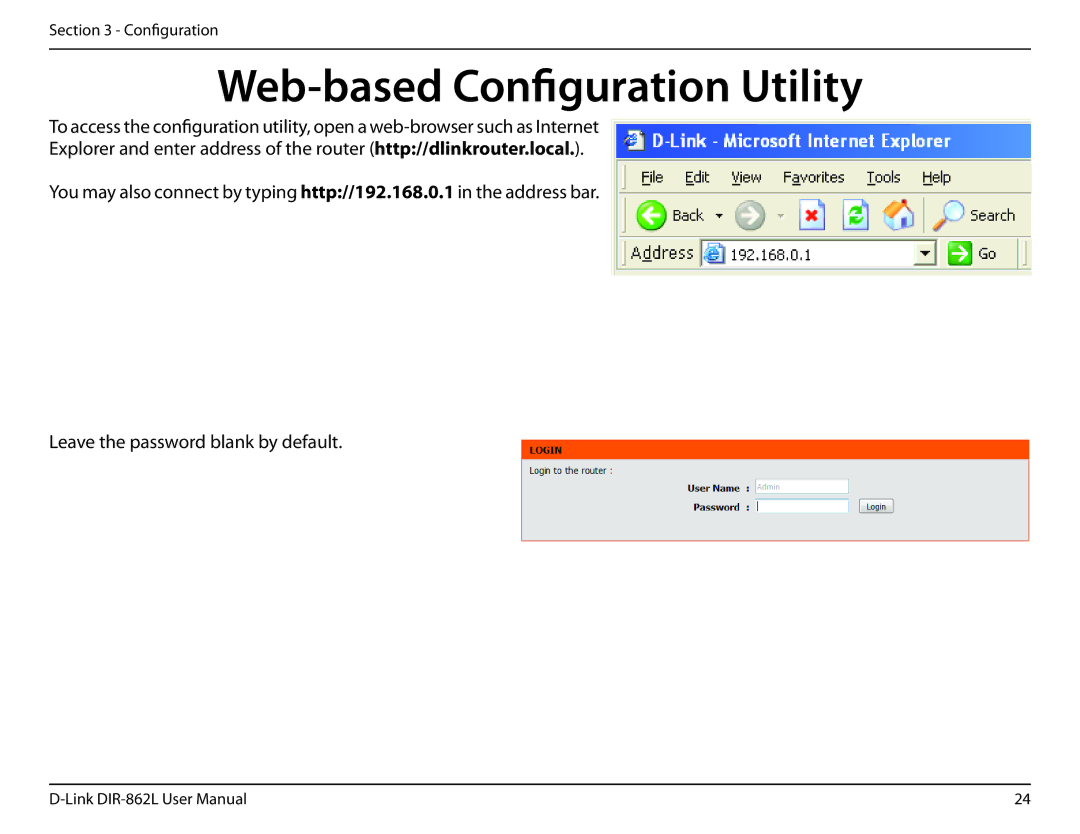 D-Link AC1600 user manual Web-based Configuration Utility 