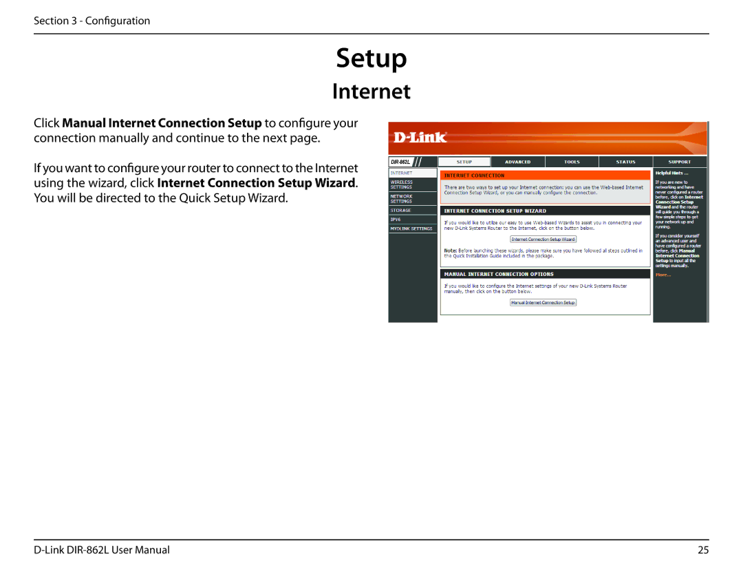 D-Link AC1600 user manual Setup, Internet 