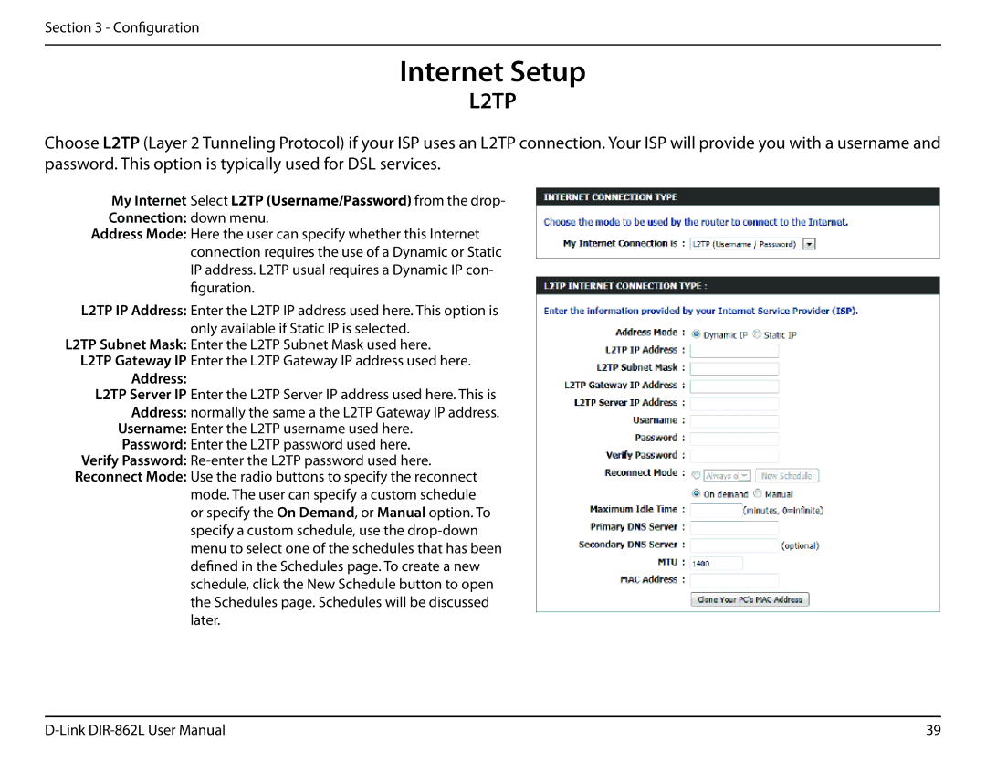 D-Link AC1600 user manual Internet Setup, Address 